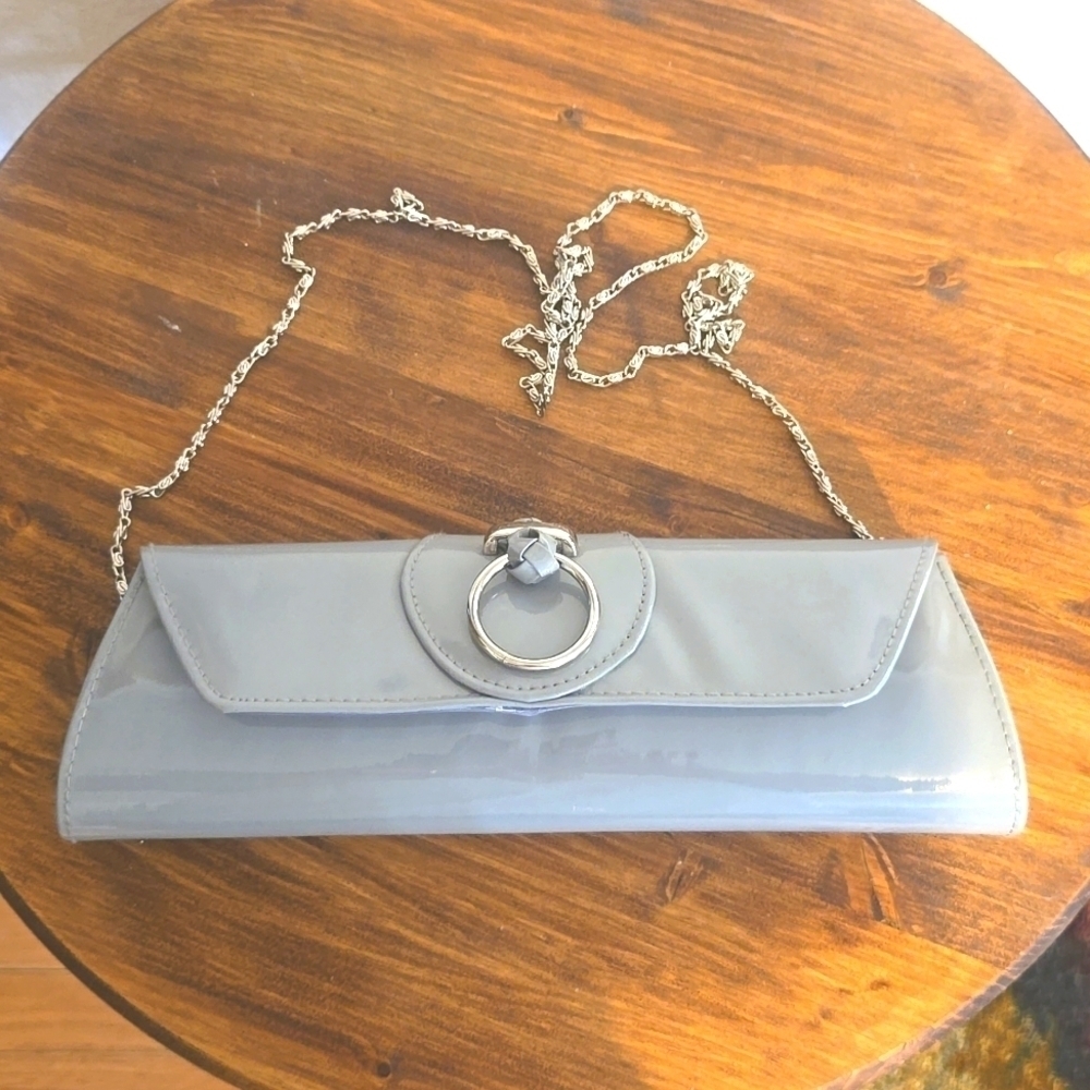 Bijoux Terner |Womens Vintage Gray Clutch Shoulder Bag Silver Chain Neutral